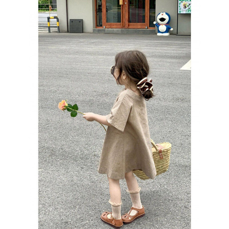 现货速发女童夏季裙子2024新款洋气儿童装法式复古春夏款连衣裙宝