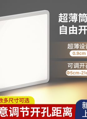 自由开孔面板灯 超薄可调筒灯6w9w15w21w3寸4寸6寸方形嵌入式孔灯