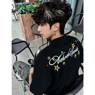 美式星星半袖青少年痞帅街头学生