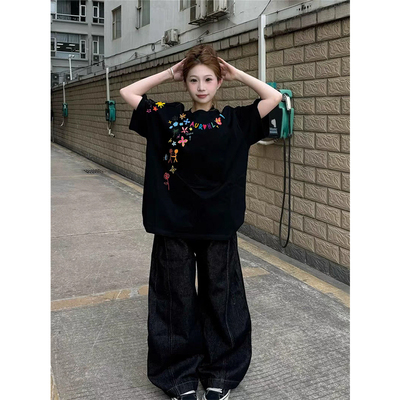 重磅纯棉2025爆款黑色半袖情侣男