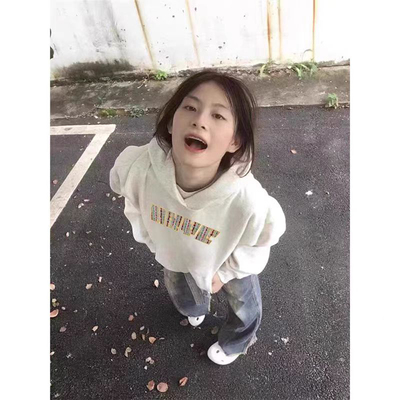 国潮牌白灰连帽外套帽衫oversize