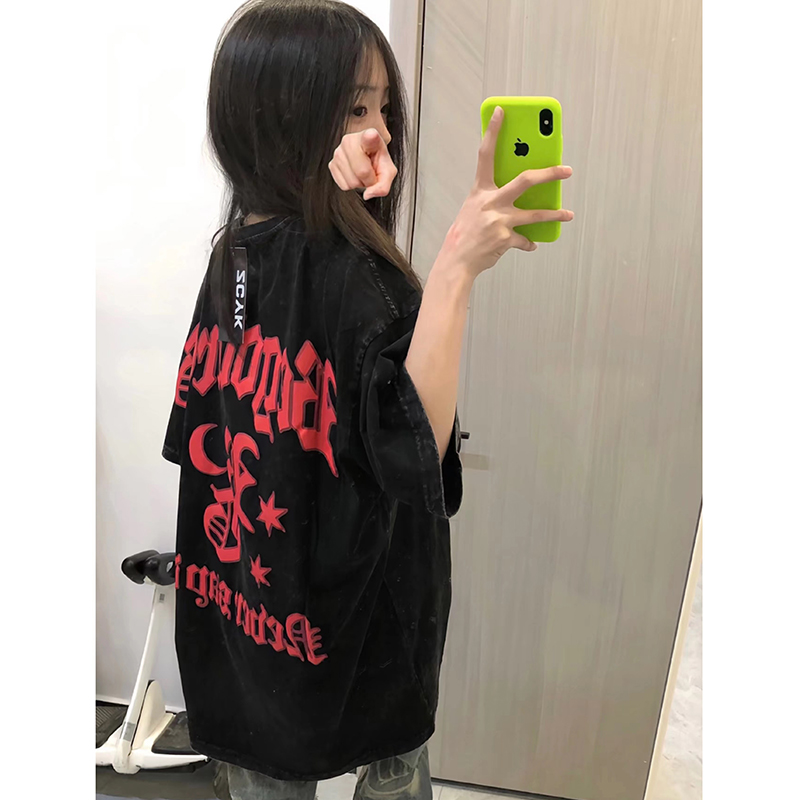 oversize小众设计感欧美星星半袖