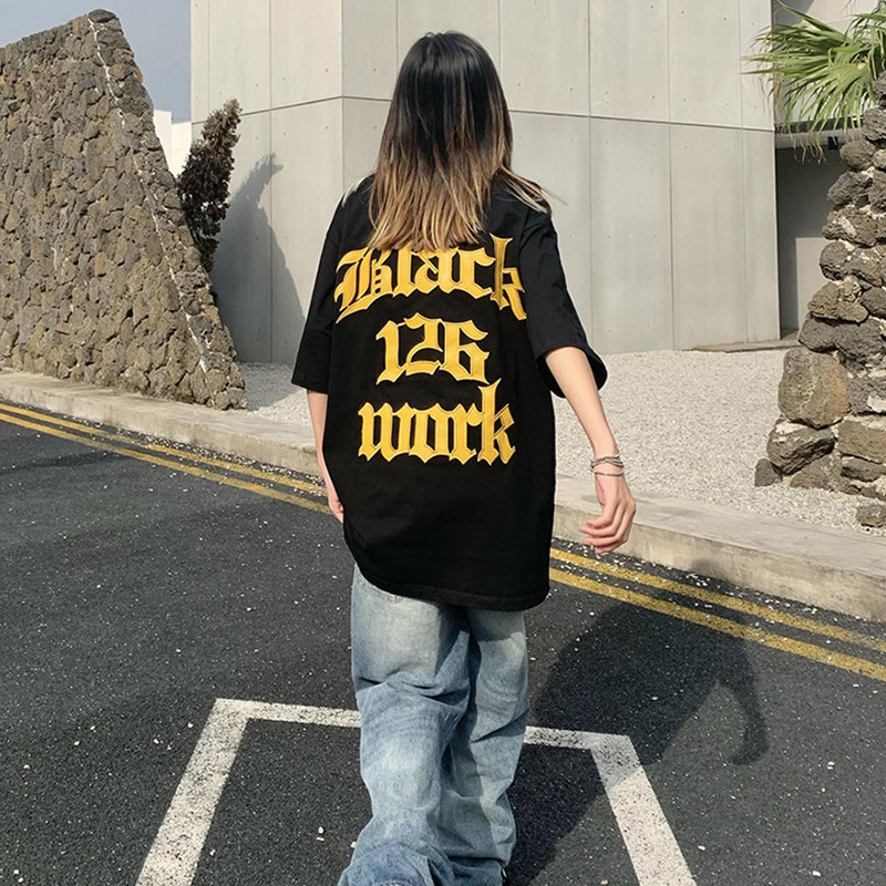 hiphop纯棉半袖字母印花夏设计感图片