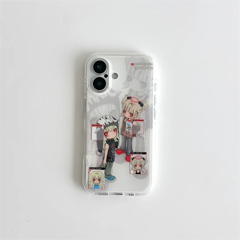 天使恶魔女孩适用苹果17promax大孔手机壳iPhone17pro双层16/15/14/13pro小众创意vivo华为P70小米15oppo新款