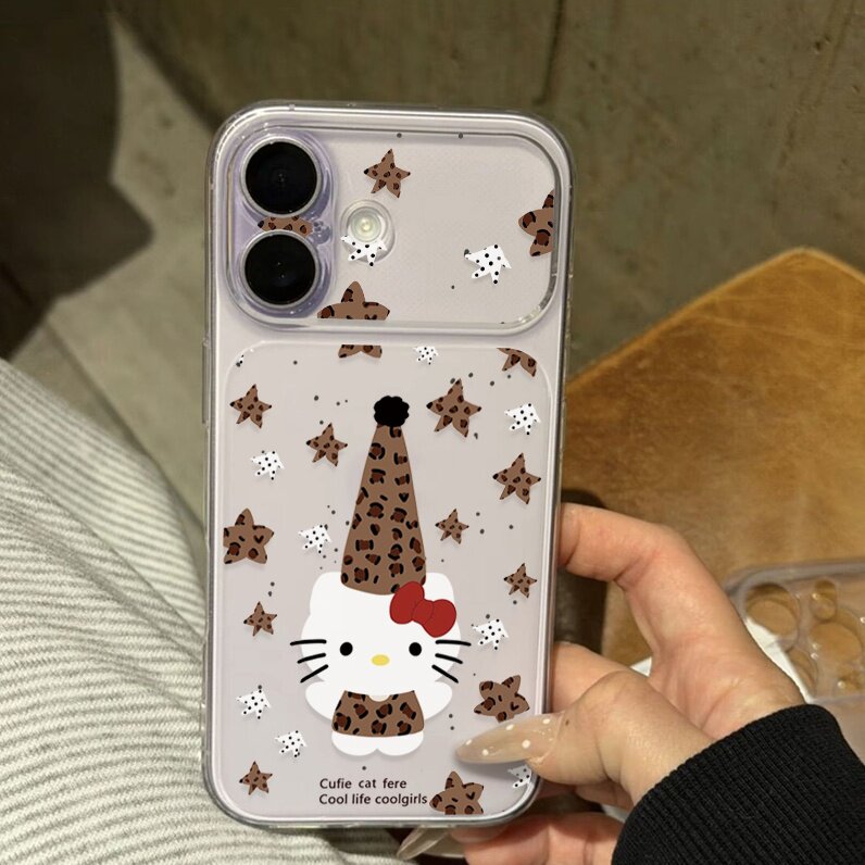 豹纹帽子星星猫适用苹果17手机壳iPhone16/15/14promax新款vivo华为pura90透明x300秒变17大视窗reno15小米17