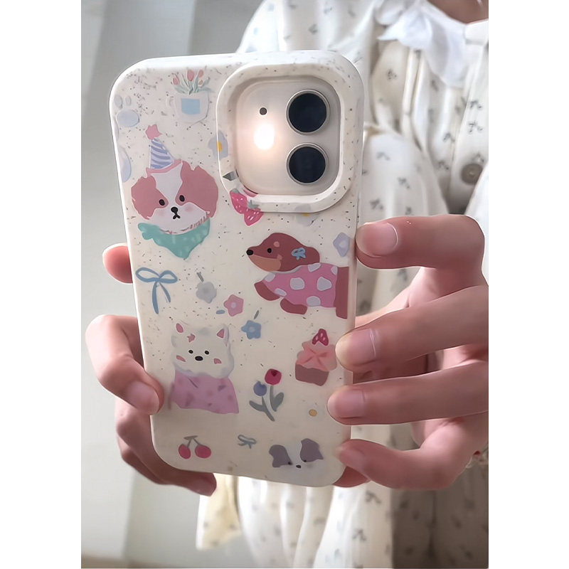 小狗们的睡衣派对适用苹果16promax新款手机壳iphone15小众创意13/14pro可爱女XSMax可降解环保小麦秸秆12/11
