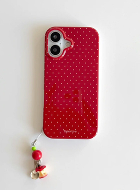 韩风个性红色波点适用苹果17promax手机壳iPhone16新款15双层壳13华为P70荣耀400vivoS30小米14红米K80oppo