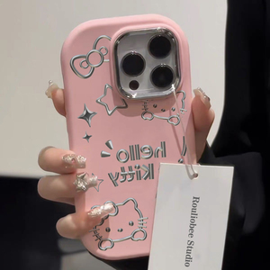 ins卡通线条KT猫适用苹果15手机壳iphone13promax女苹果13新款苹果12防摔12pro个性苹果11高级14pro硅胶保护