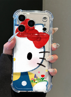 大脸蛋猫咪适用iphone17promax手机壳苹果16/15新款13华为mate70气囊防摔vivos30小米14oppo红米K80荣耀400