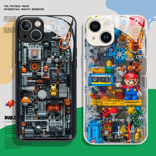 全机型马里奥乐高玻璃防摔手机壳