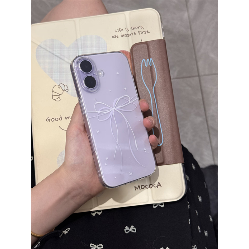 温柔紫蝴蝶结适用iphone17promax手机壳苹果16/15/13新款12华为mate70创意vivos30小米14oppo红米K80荣耀400