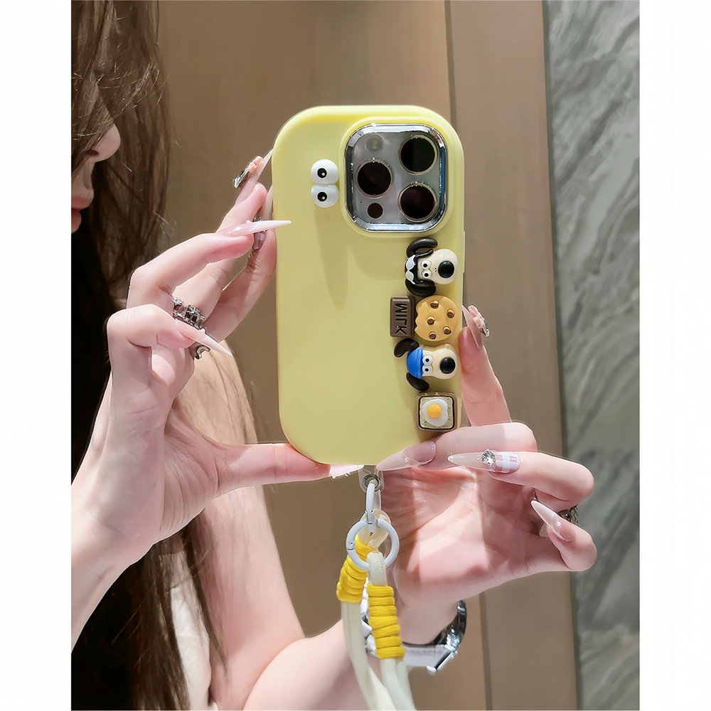 黄色萌掌门狗腕带挂绳适用苹果15手机壳iphone15promax新款14plus高级感13/12硅胶11华为mate60pro防摔保护套