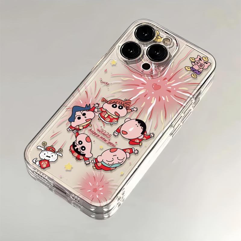 蜡笔小新新年手机壳苹果16pro华为pura70小新iPhone15Promax小米14烟花vivo过年OPPO喜庆2025氛围感13卡通12x