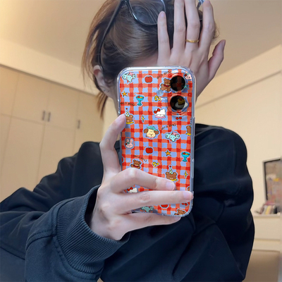 复古猫咪格纹适用iphone17promax手机壳苹果16/15/14新款13华为mate70创意vivos30小米17oppo红米K80荣耀400