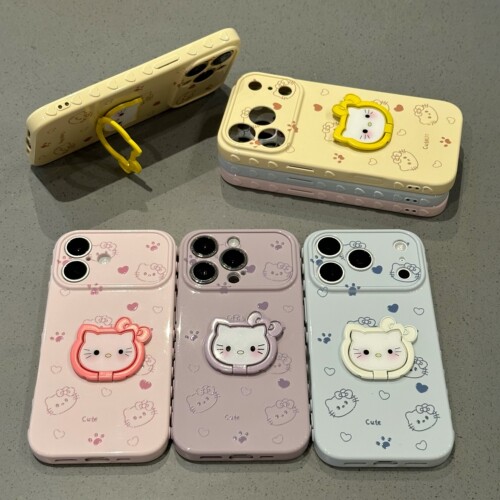 多巴胺猫咪指环支架适用苹果17ProMax手机壳iPhone16Pro大视窗爱心15Plus秒变14软壳13女款12少女心防摔air
