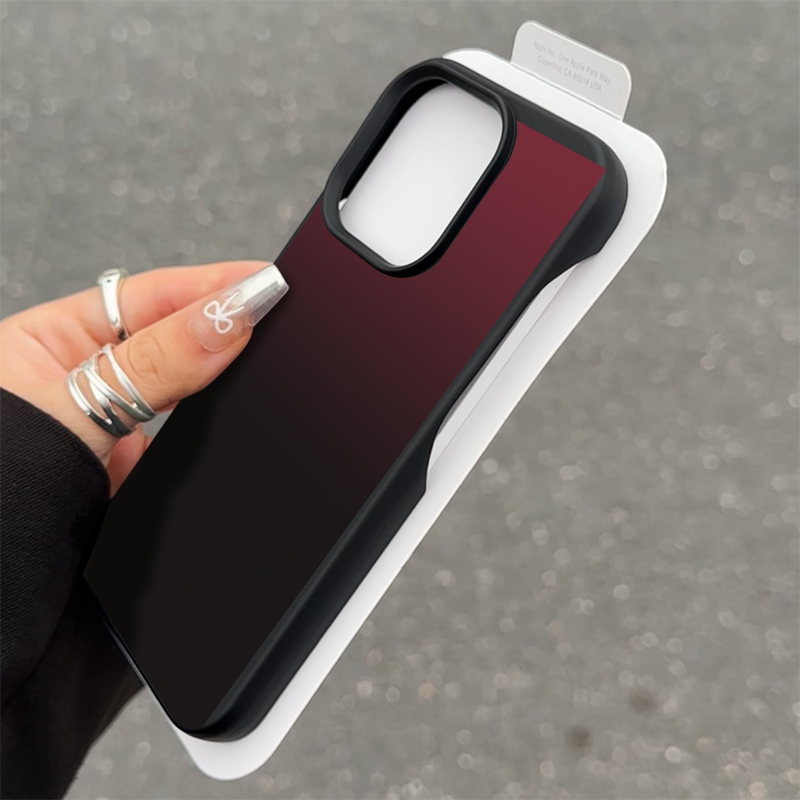 简约创意渐变红撞色适用苹果15promax手机壳无边框iphone16高级感13pro新款14男女款11半包硅胶软xs保护套max