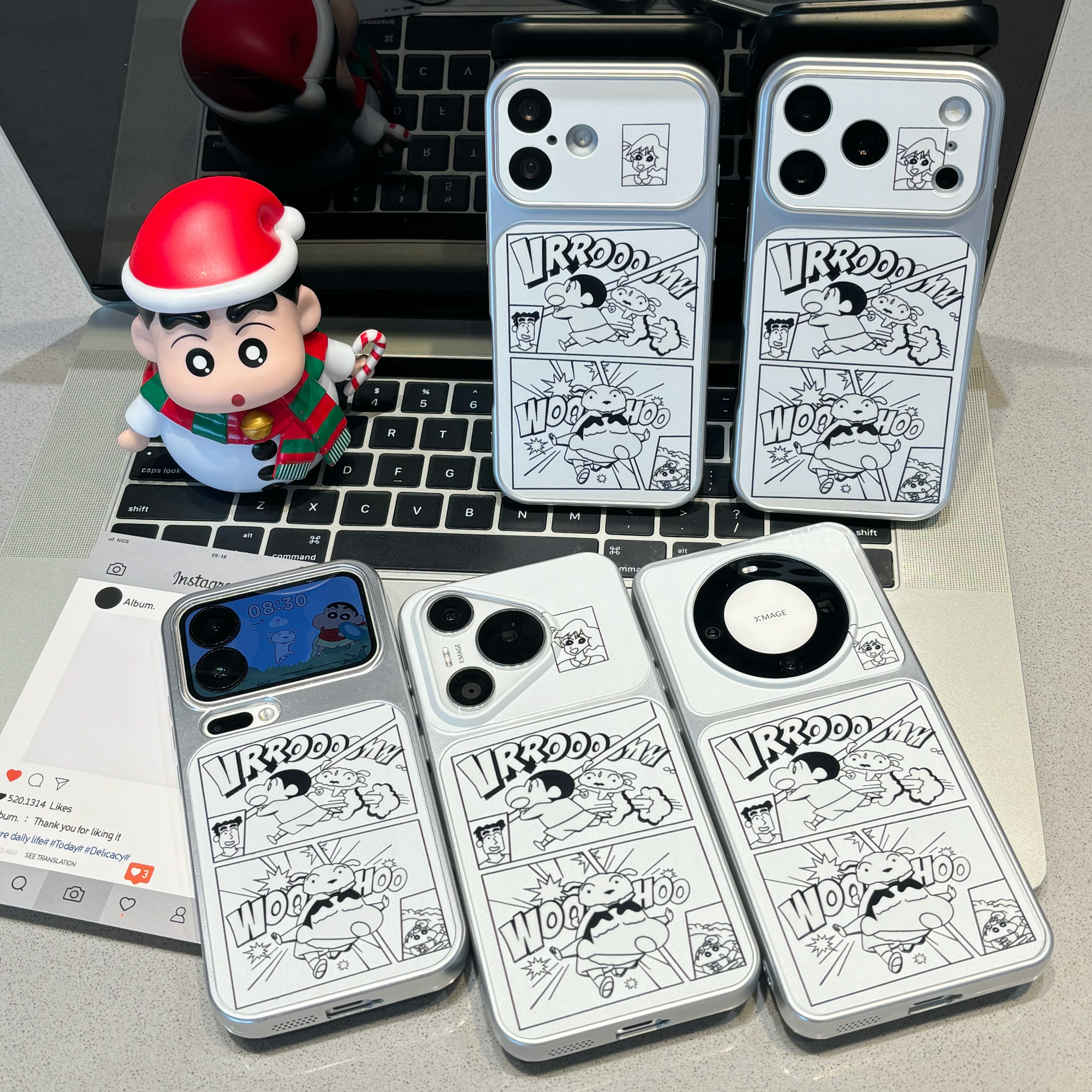 黑白插画小新适用苹果17promax手机壳iphone16/15新款14华为mate80pro小米17秒变大视窗pura90男女款reno13