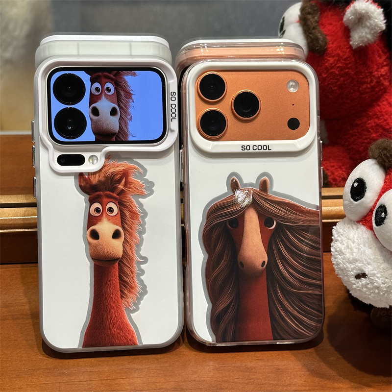 抽象长脖子小马适用苹果17promax手机壳iPhone16/15新款13彩银壳12华为P70荣耀400vivoS30小米17红米k90oppo