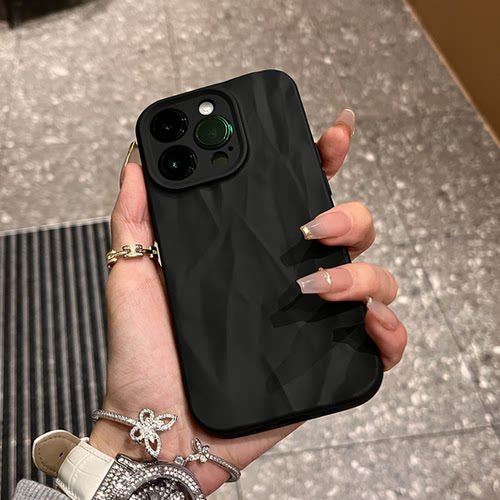 苹果硅胶软壳黑色高级磨砂褶皱