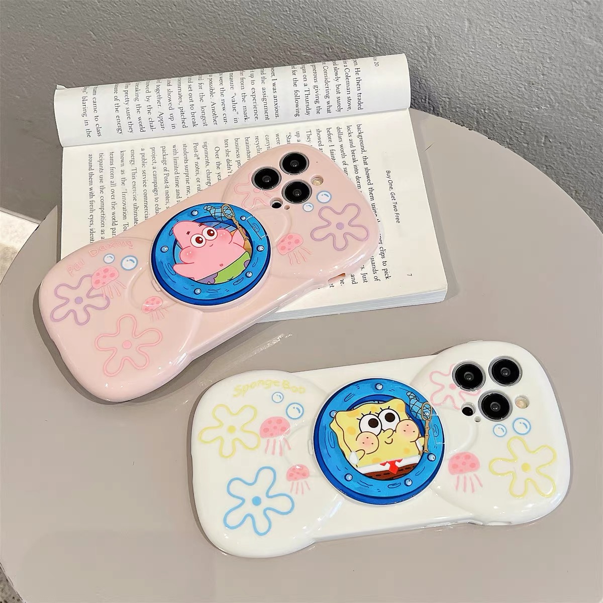 带镜子隐形支架派大星可爱苹果14手机壳iphone14promax套13pro女12新款卡通11高级感小众硅胶套15pro适用软壳