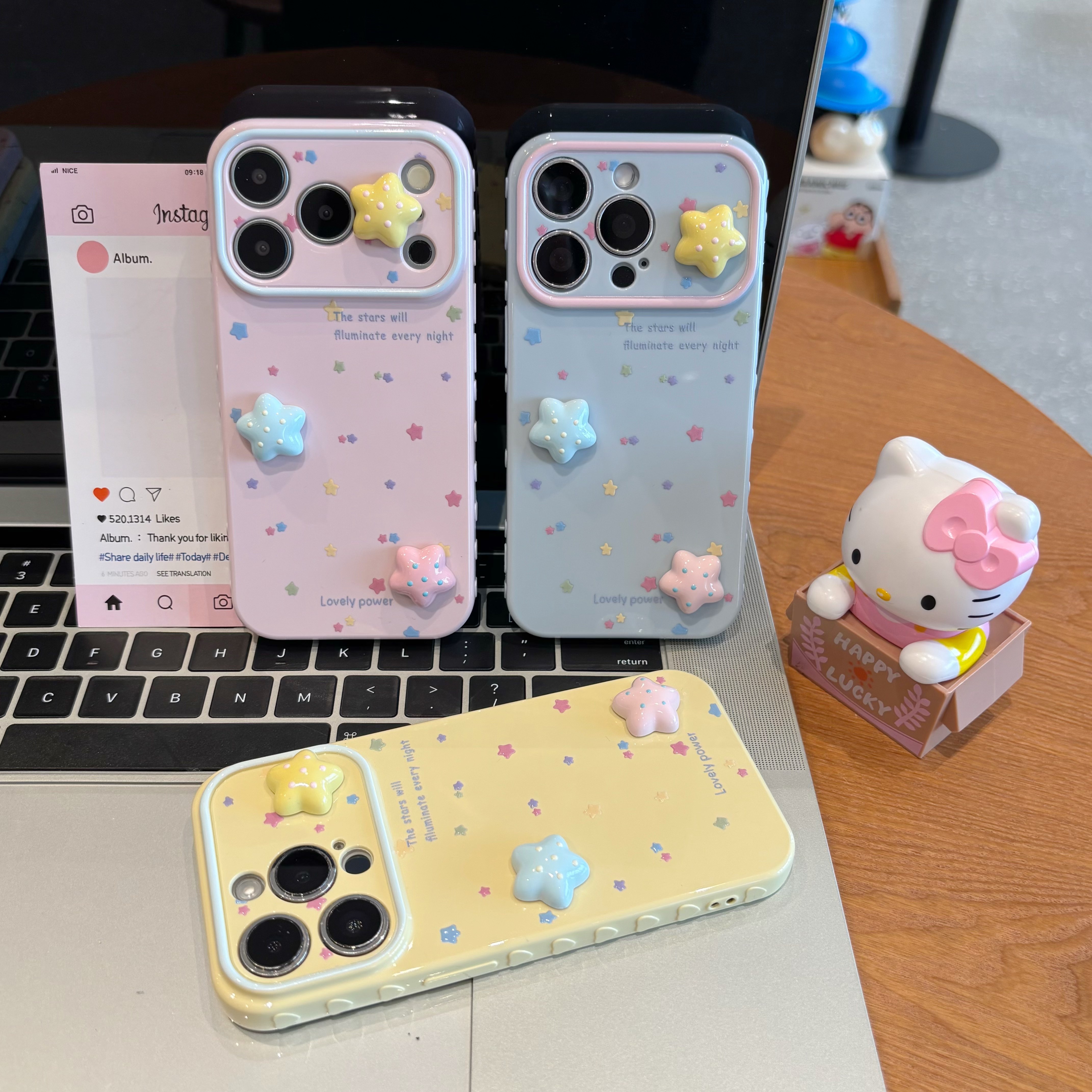 彩色立体五角星适用苹果18PRO手机壳iPhone17新款华为PURA90日韩MATE80男女VIVOX500防摔RENO16小米18PRO简约