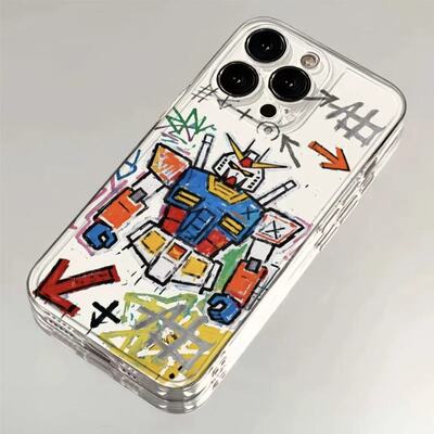 涂鸦手绘高达适用iphone17promax手机壳苹果16/15/14新款13华为mate70创意vivos30小米17oppo红米K80荣耀400