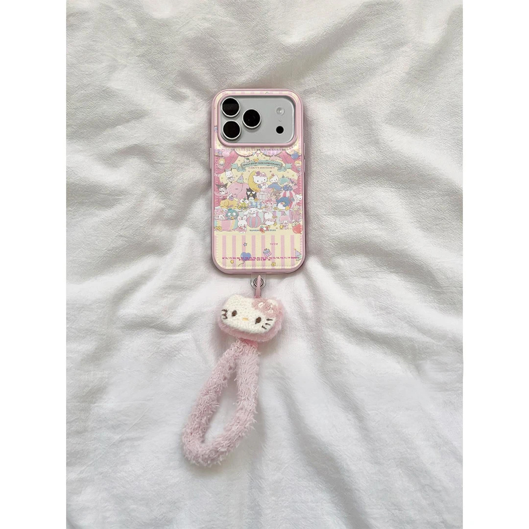 卡通可爱皮质HelloKitty猫毛绒挂绳适用iphone17pro手机壳苹果16promax新款15少女17日韩14pm网红13超火16pro