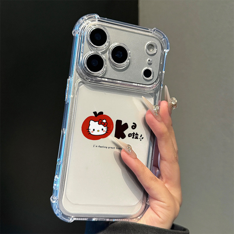 苹果OK啦猫咪适用iphone17promax手机壳苹果16/15新款13华为mate70气囊防摔vivos30小米14oppo红米K80荣耀400