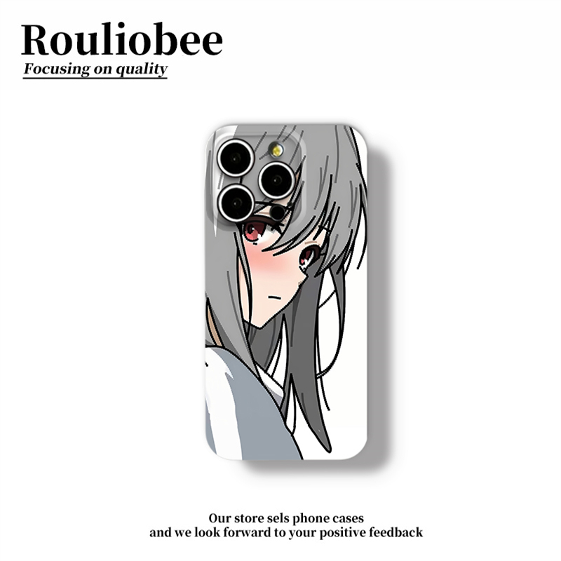 脸红银发少女适用苹果16promax手机壳iphone15新款小米14华为mate60pro创意动漫Pura70菲林opporeno13vivos20