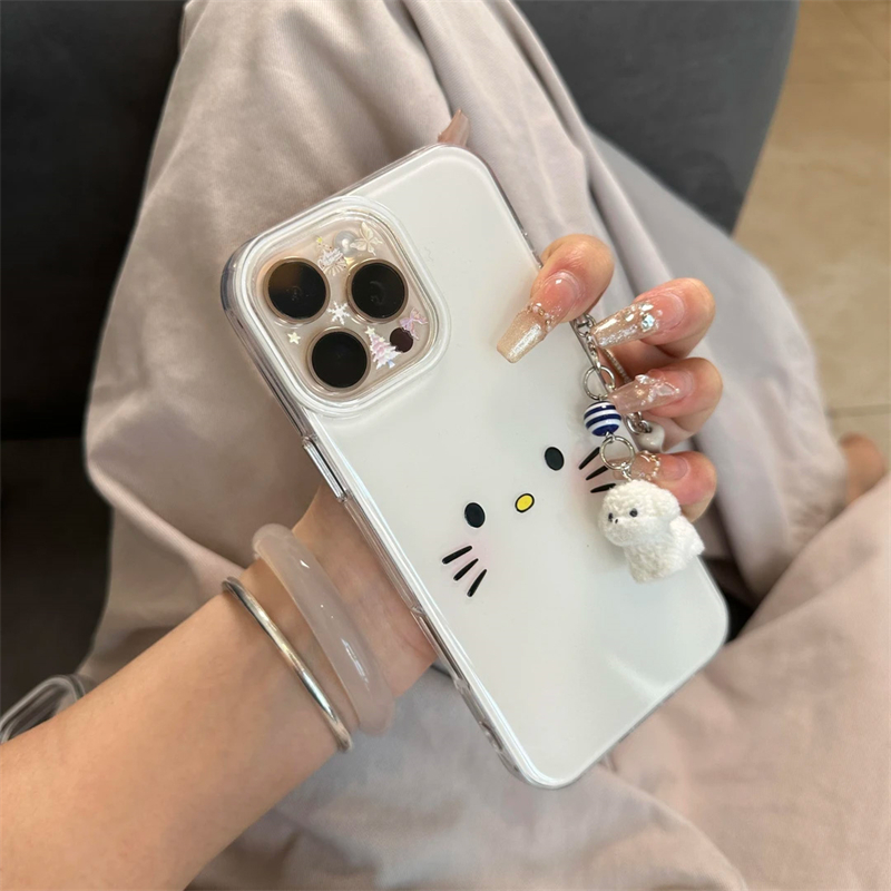 可爱简约KT猫适用苹果16promax手机壳iPhone15带手链vivos20大孔opporeno13华为Nova12小米14红米note11荣耀