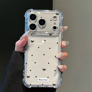 韩系黑蝴蝶结适用iphone17promax手机壳苹果16/15新款13华为mate70气囊防摔vivos30小米14oppo红米K80荣耀400