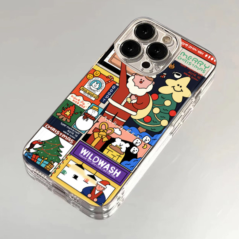 卡通圣诞老人适用苹果15手机壳iPhone14promax红色华为p40vivoy52s12保护套oppo小米14红米k50/60女款13软壳