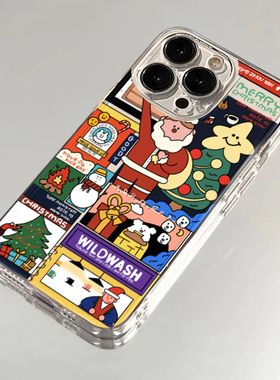 卡通圣诞老人适用苹果15手机壳iPhone14promax红色华为p40vivoy52s12保护套oppo小米14红米k50/60女款13软壳