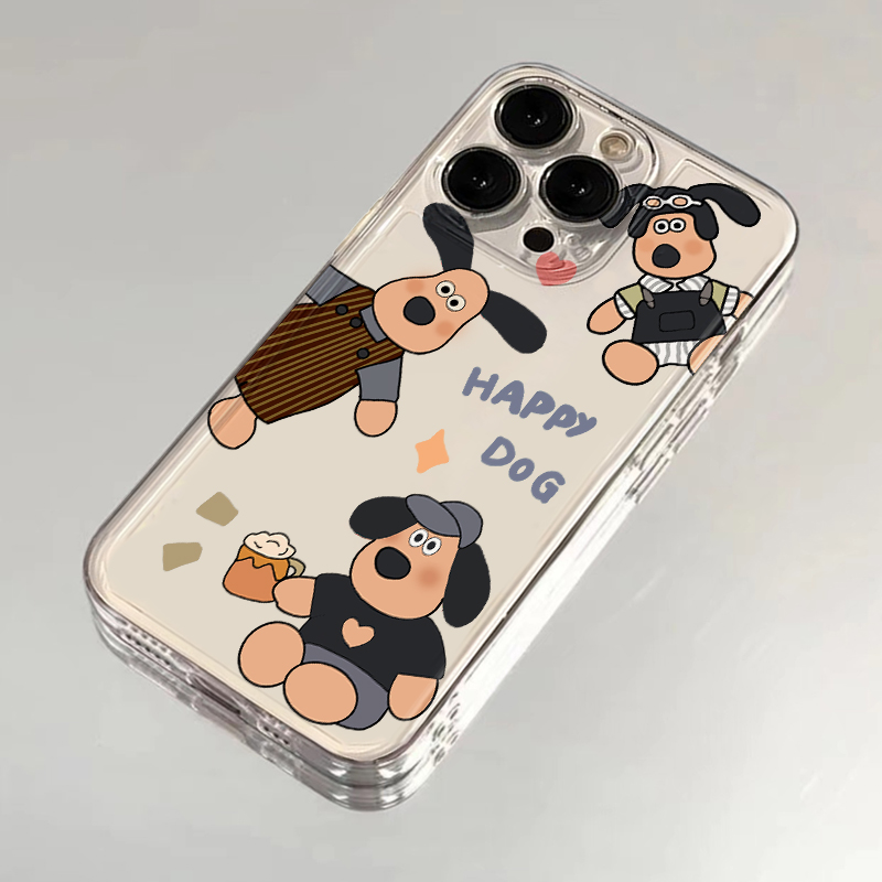 三只开心小狗适用iphone16promax手机壳苹果15/13/12新款11华为mate70卡通vivos30小米14oppo红米K80荣耀400