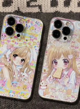 古早面包妹女孩适用iphone17promax手机壳苹果16/15新款13华为mate70二次元vivos30小米14oppo红米k80荣耀400