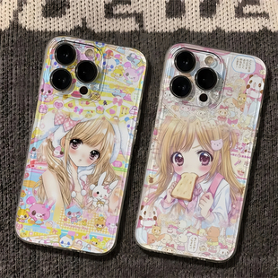 古早面包妹女孩适用iphone17promax手机壳苹果16/15新款13华为mate70二次元vivos30小米14oppo红米k80荣耀400