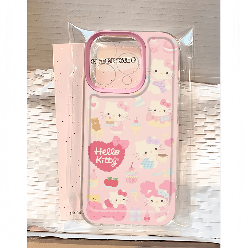 粉色蛋糕甜甜圈Kitty适用iPhone16promax手机壳苹果15华为mate60小米14新款Pura70软nova13红米K80荣耀reno12