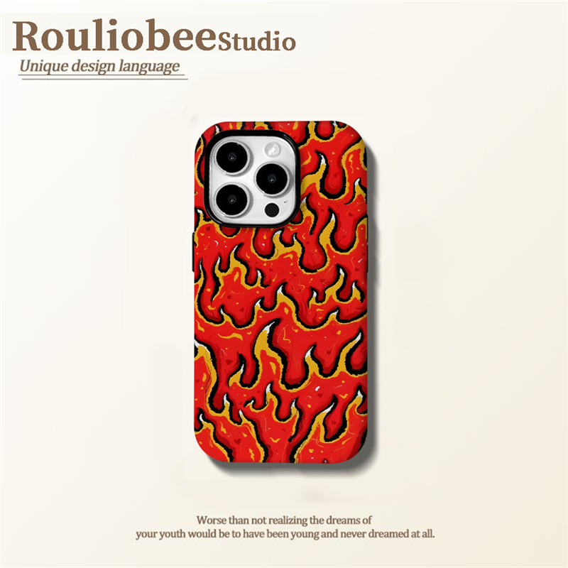 全机型像素红色火焰菲林手机壳