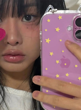 黄色星星小蛮腰猫耳壳适用苹果16promax手机壳iPhone15plus新款14por透明13/12硅胶11软壳xr女款xsmax保护78p