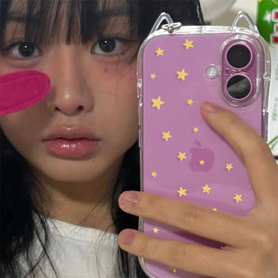 苹果黄色星星小蛮腰猫耳硅胶软壳