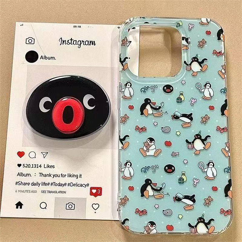 全机型满屏企鹅旋转支架手机壳