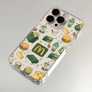 绿色m记手机壳适用于苹果16华为mate50麦门p60卡通iPhone15promax卡通13小米12潮牌nova14超火11网红pura70套