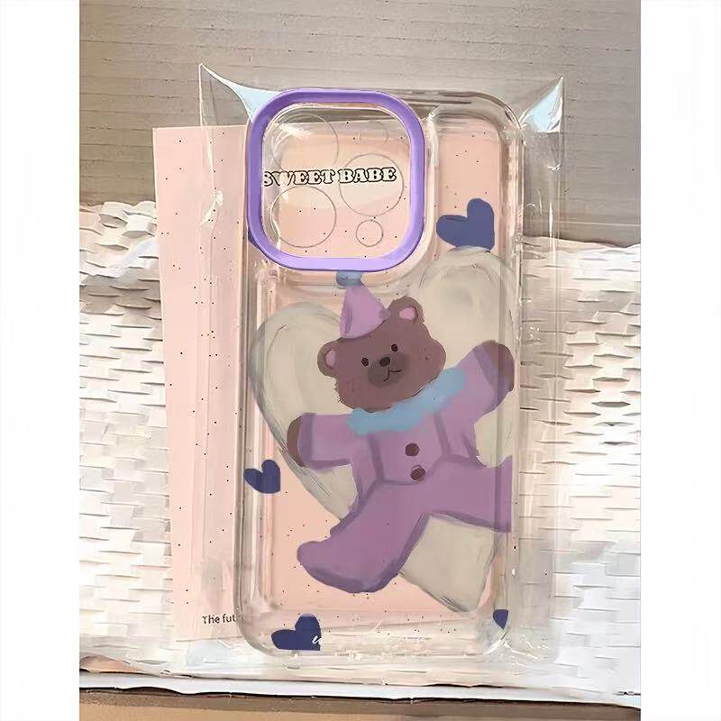 全机型硅胶软壳可爱卡通紫衣小熊