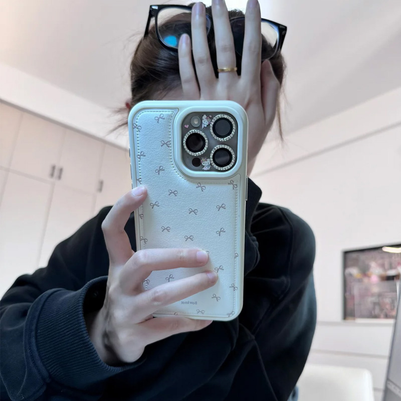 碎花蝴蝶结适用苹果17promax手机壳新款iPhone16pro可爱IP15plus爆款14promax防摔13皮纹12秋冬11女款xsmaxr