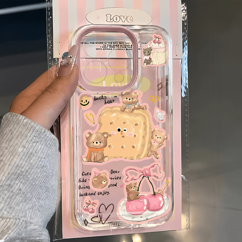 全机型樱桃饼干小熊透明硅胶软壳