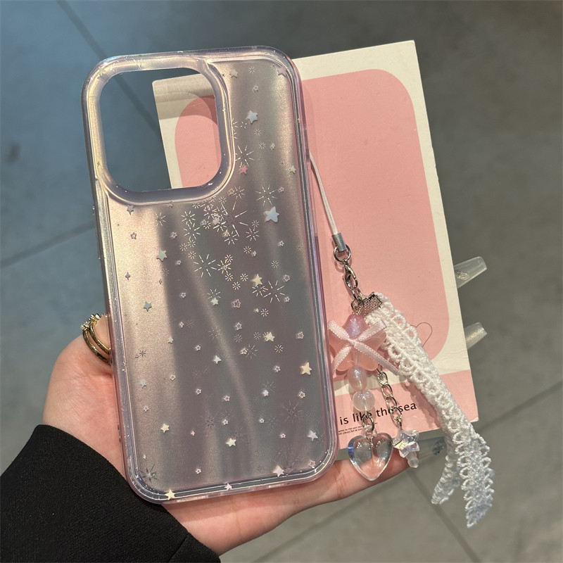 苹果梦幻粉色波纹星星高级手机壳