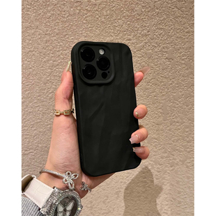 适用于苹果16promax手机壳褶皱新款女iPhone16全包镜头保护套15pro超薄硅胶14plus防摔12pm高级感12p男软壳lv