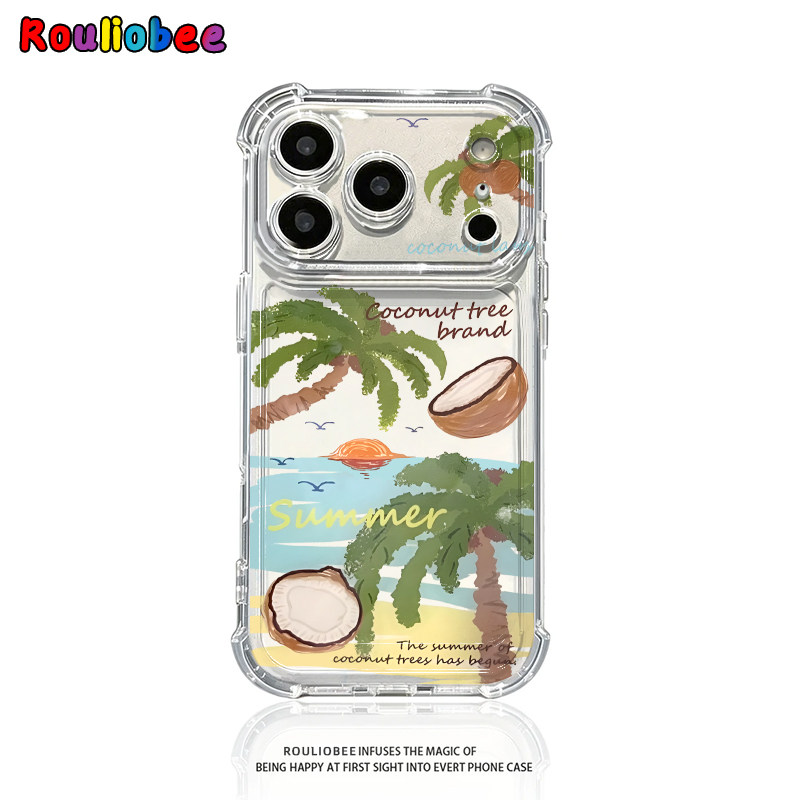 海边椰树椰子适用iphone17promax手机壳苹果16/15/14新款13华为mate80情侣款vivos30小米17oppo红米K90保护套