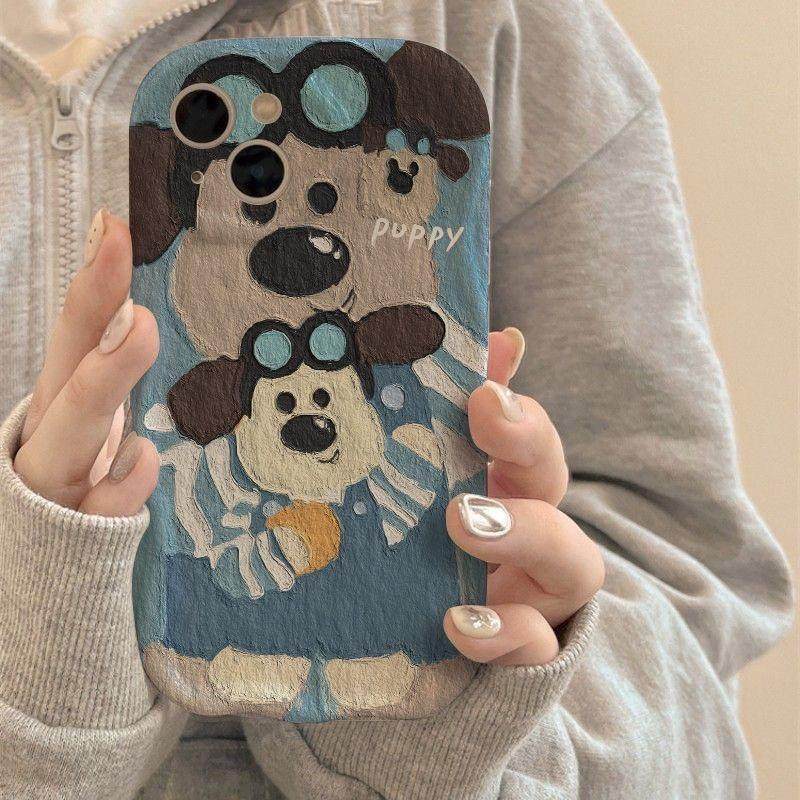 背带裤小狗适用iPhone16Promax手机壳新款卡通苹果15