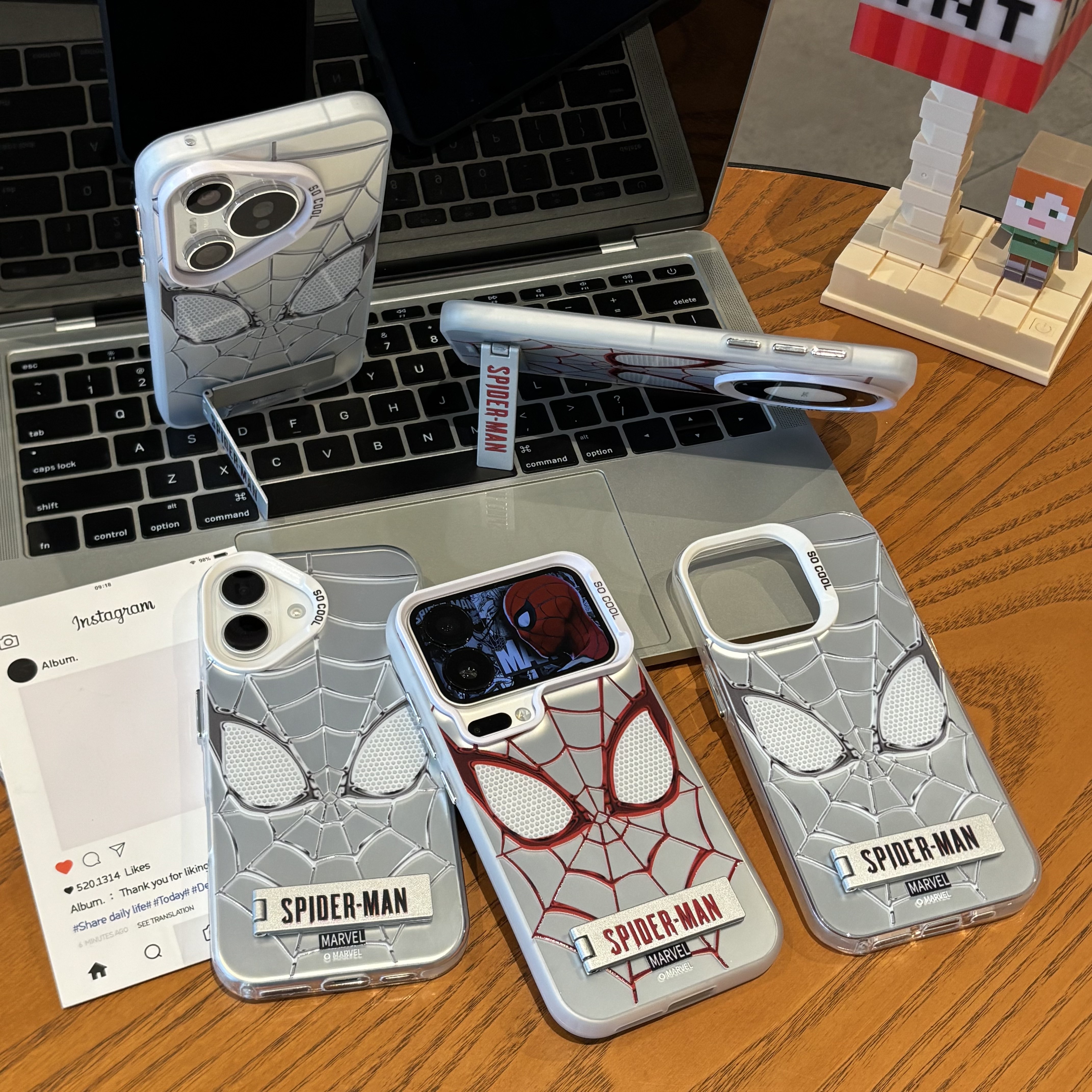 线条蜘蛛侠金属支架适用苹果17promax手机壳iPhone16/15新款14创意13华为PURA90保护套vivo小米17红米K80oppo